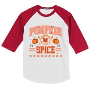 Pumpkin Spice Autumn Fall Season Kids Colorblock Raglan Jersey