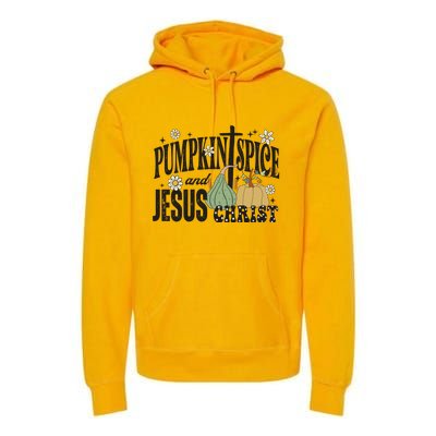 Pumpkin Spice And Jesus Christ Fun Fall Christian Cross Faith Premium Hoodie