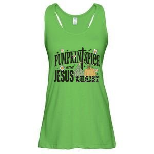 Pumpkin Spice And Jesus Christ Fun Fall Christian Cross Faith Ladies Essential Flowy Tank