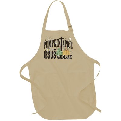 Pumpkin Spice And Jesus Christ Fun Fall Christian Cross Faith Full-Length Apron With Pockets