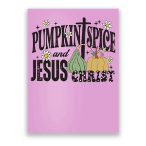 Pumpkin Spice And Jesus Christ Fun Fall Christian Cross Faith Poster