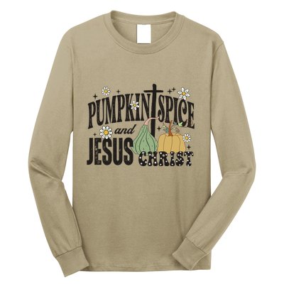 Pumpkin Spice And Jesus Christ Fun Fall Christian Cross Faith Long Sleeve Shirt