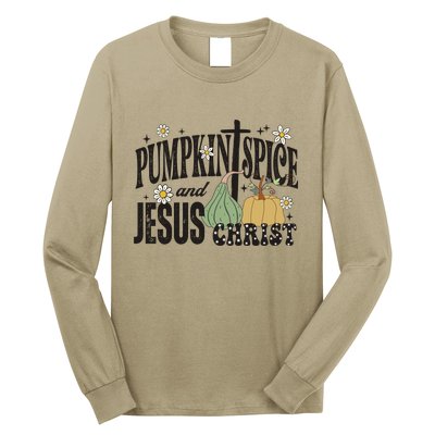 Pumpkin Spice And Jesus Christ Fun Fall Christian Cross Faith Long Sleeve Shirt