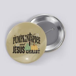 Pumpkin Spice And Jesus Christ Fun Fall Christian Cross Faith Button