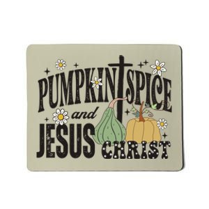 Pumpkin Spice And Jesus Christ Fun Fall Christian Cross Faith Mousepad