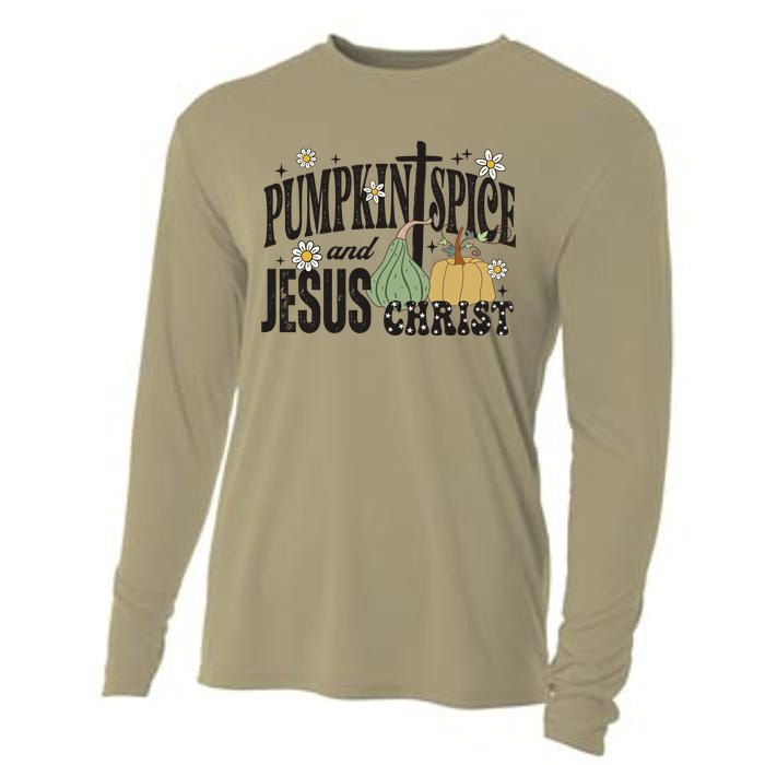 Pumpkin Spice And Jesus Christ Fun Fall Christian Cross Faith Cooling Performance Long Sleeve Crew