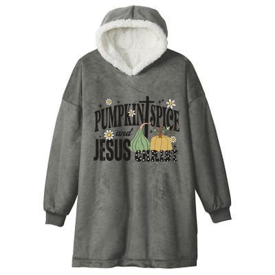 Pumpkin Spice And Jesus Christ Fun Fall Christian Cross Faith Hooded Wearable Blanket