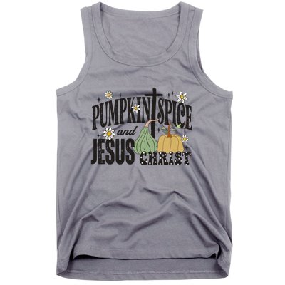 Pumpkin Spice And Jesus Christ Fun Fall Christian Cross Faith Tank Top