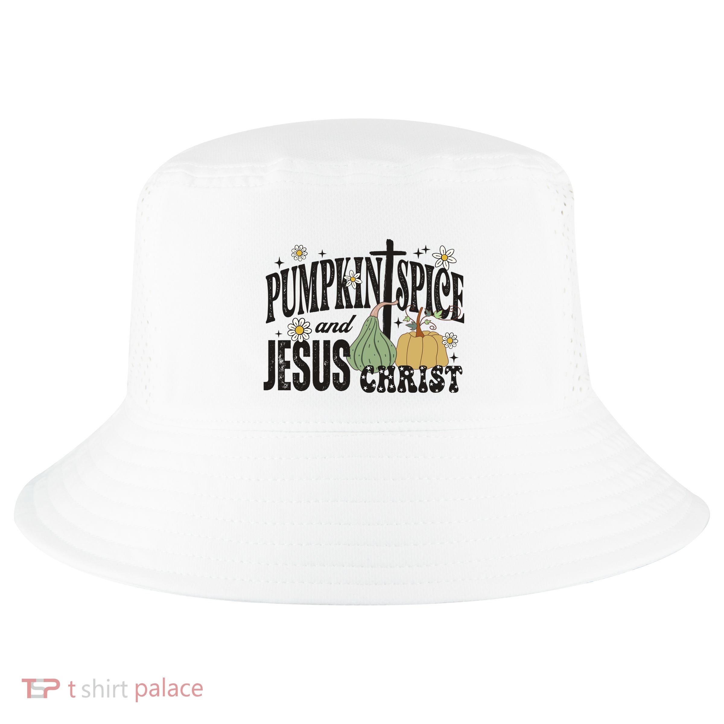 Pumpkin Spice And Jesus Christ Fun Fall Christian Cross Faith Cool Comfort Performance Bucket Hat