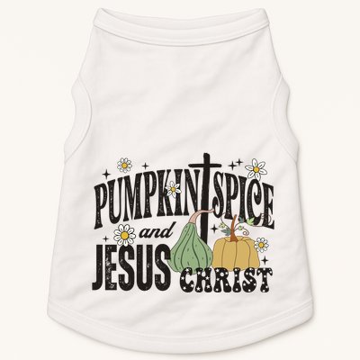 Pumpkin Spice And Jesus Christ Fun Fall Christian Cross Faith Doggie Tank