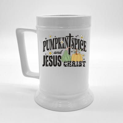 Pumpkin Spice And Jesus Christ Fun Fall Christian Cross Faith Beer Stein