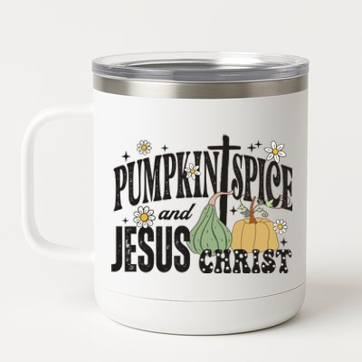 Pumpkin Spice And Jesus Christ Fun Fall Christian Cross Faith 12 oz Stainless Steel Tumbler Cup