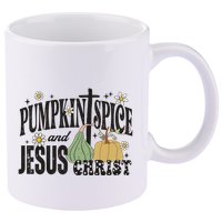 Pumpkin Spice And Jesus Christ Fun Fall Christian Cross Faith 11oz C Handle Ceramic Mug