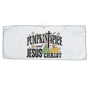 Pumpkin Spice And Jesus Christ Fun Fall Christian Cross Faith Large Microfiber Waffle Golf Towel