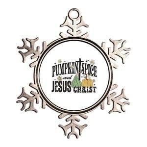 Pumpkin Spice And Jesus Christ Fun Fall Christian Cross Faith Metallic Star Ornament