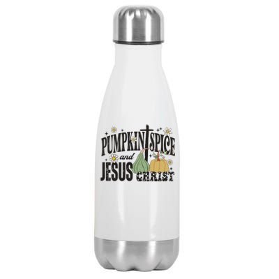 Pumpkin Spice And Jesus Christ Fun Fall Christian Cross Faith Stainless Steel Insulated Water Bottle