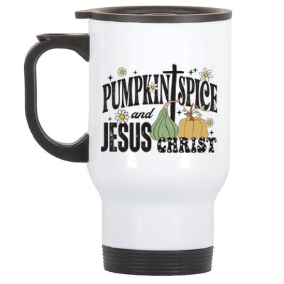 Pumpkin Spice And Jesus Christ Fun Fall Christian Cross Faith Stainless Steel Travel Mug