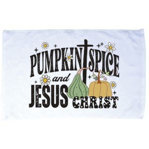 Pumpkin Spice And Jesus Christ Fun Fall Christian Cross Faith Microfiber Hand Towel