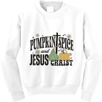 Pumpkin Spice And Jesus Christ Fun Fall Christian Cross Faith Kids Sweatshirt