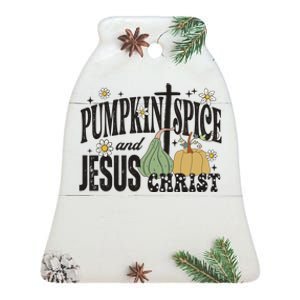 Pumpkin Spice And Jesus Christ Fun Fall Christian Cross Faith Ceramic Bell Ornament