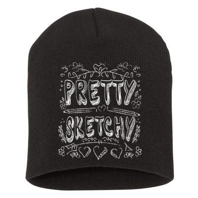 Pretty Sketchy Artists Pencils Art Lover Short Acrylic Beanie