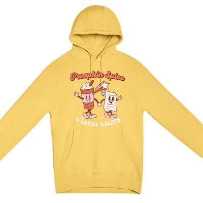 Pumpkin Spice And Equal Rights Retro Groovy Fall Season Gift Premium Pullover Hoodie