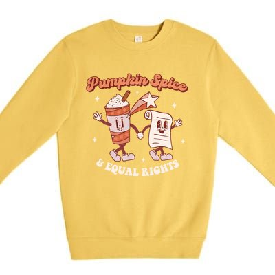 Pumpkin Spice And Equal Rights Retro Groovy Fall Season Gift Premium Crewneck Sweatshirt