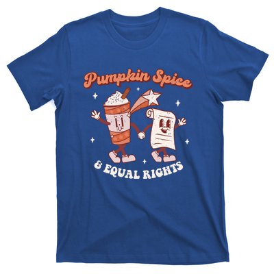 Pumpkin Spice And Equal Rights Retro Groovy Fall Season Gift T-Shirt