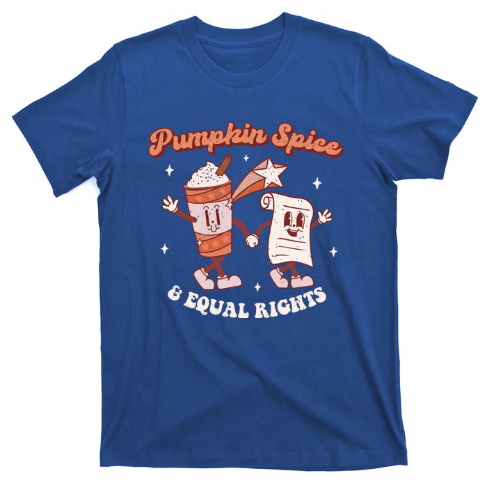 Pumpkin Spice And Equal Rights Retro Groovy Fall Season Gift T-Shirt