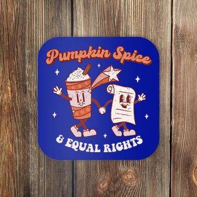 Pumpkin Spice And Equal Rights Retro Groovy Fall Season Gift Coaster