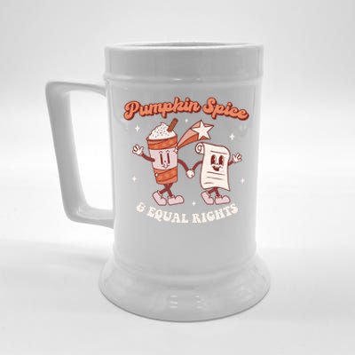 Pumpkin Spice And Equal Rights Retro Groovy Fall Season Gift Beer Stein