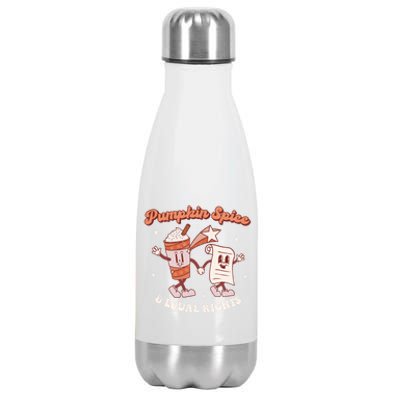 Pumpkin Spice And Equal Rights Retro Groovy Fall Season Gift Stainless Steel Insulated Water Bottle