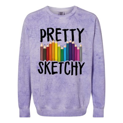 Pretty Sketchy Artist Art Teacher Colorblast Crewneck Sweatshirt