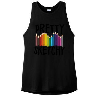 Pretty Sketchy Artist Art Teacher Ladies PosiCharge Tri-Blend Wicking Tank