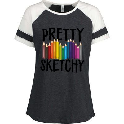 Pretty Sketchy Artist Art Teacher Enza Ladies Jersey Colorblock Tee