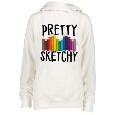 Pretty Sketchy Artist Art Teacher Womens Funnel Neck Pullover Hood