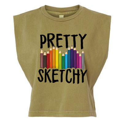 Pretty Sketchy Artist Art Teacher Garment-Dyed Women's Muscle Tee