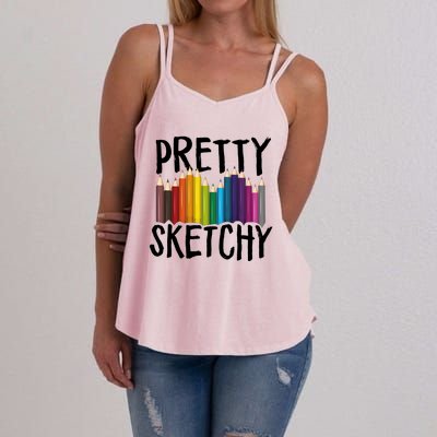 Pretty Sketchy Artist Art Teacher Women's Strappy Tank