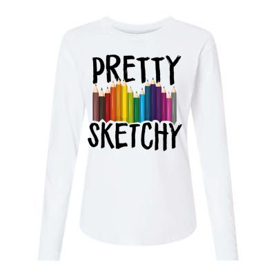 Pretty Sketchy Artist Art Teacher Womens Cotton Relaxed Long Sleeve T-Shirt