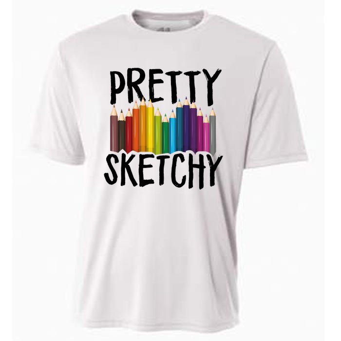 Pretty Sketchy Artist Art Teacher Cooling Performance Crew T-Shirt