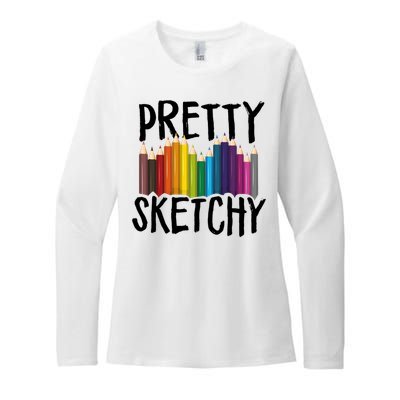 Pretty Sketchy Artist Art Teacher Womens CVC Long Sleeve Shirt