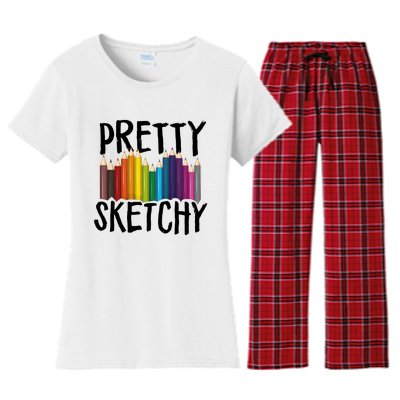 Pretty Sketchy Artist Art Teacher Women's Flannel Pajama Set