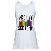 Pretty Sketchy Artist Art Teacher Ladies Essential Flowy Tank