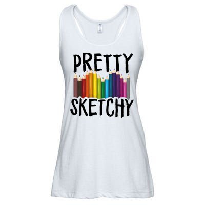 Pretty Sketchy Artist Art Teacher Ladies Essential Flowy Tank