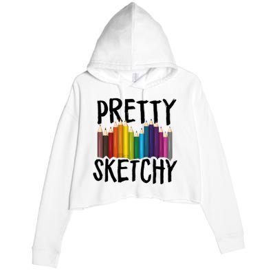 Pretty Sketchy Artist Art Teacher Crop Fleece Hoodie