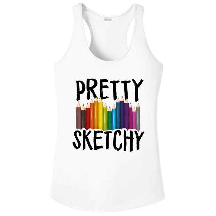 Pretty Sketchy Artist Art Teacher Ladies PosiCharge Competitor Racerback Tank