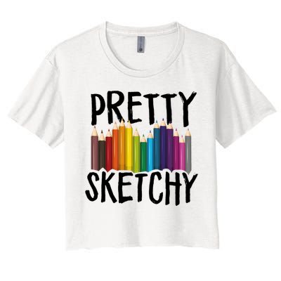 Pretty Sketchy Artist Art Teacher Women's Crop Top Tee