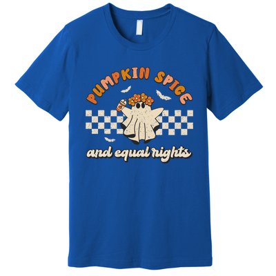 Pumpkin Spice And Equal Rights Retro Groovy Fall Season Gift Premium T-Shirt