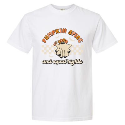 Pumpkin Spice And Equal Rights Retro Groovy Fall Season Gift Garment-Dyed Heavyweight T-Shirt