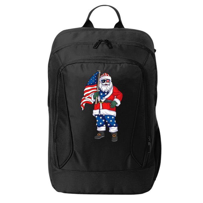 Patriotic Santa American Christmas 4th Of July Santa City Backpack